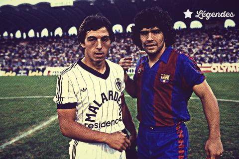 Diego Armando Maradona avec Barcelone face aux Girondins d'Alain Giresse