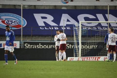 Joie après la victoire face à Strasbourg