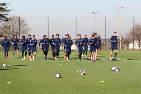 Les joueurs à l'échauffement 