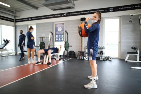 Maëlle Garbino lors de l'entraînement en salle ce matin