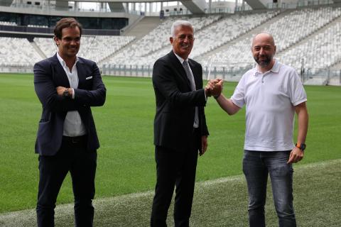 Présentation Vladimir Petkovic avec Admar Lopes et Gérard Lopez