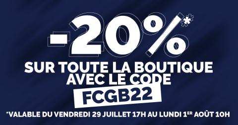 Code promo de -20% sur votre panier dans la boutique en ligne