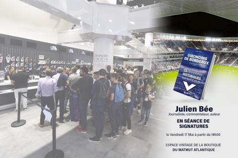 Julien Bée en dédicaces à la boutique du stade le vendredi 17 mai 2024