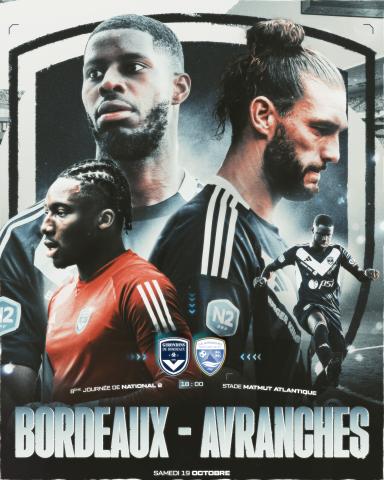 Affiche du match Bordeaux-Avranches, National 2, Saison 2024/2025